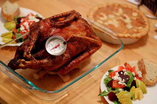 Crispy Goose, Persimmon Pie and Apple & Beet Salad